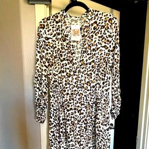NTW Leopard Print Button-Down MIDI Dress